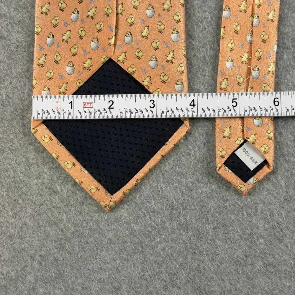 Vintage Pierre Cardin Silk Tie Baby Chicks Eggs Novelty Peach Easter 59x3.75